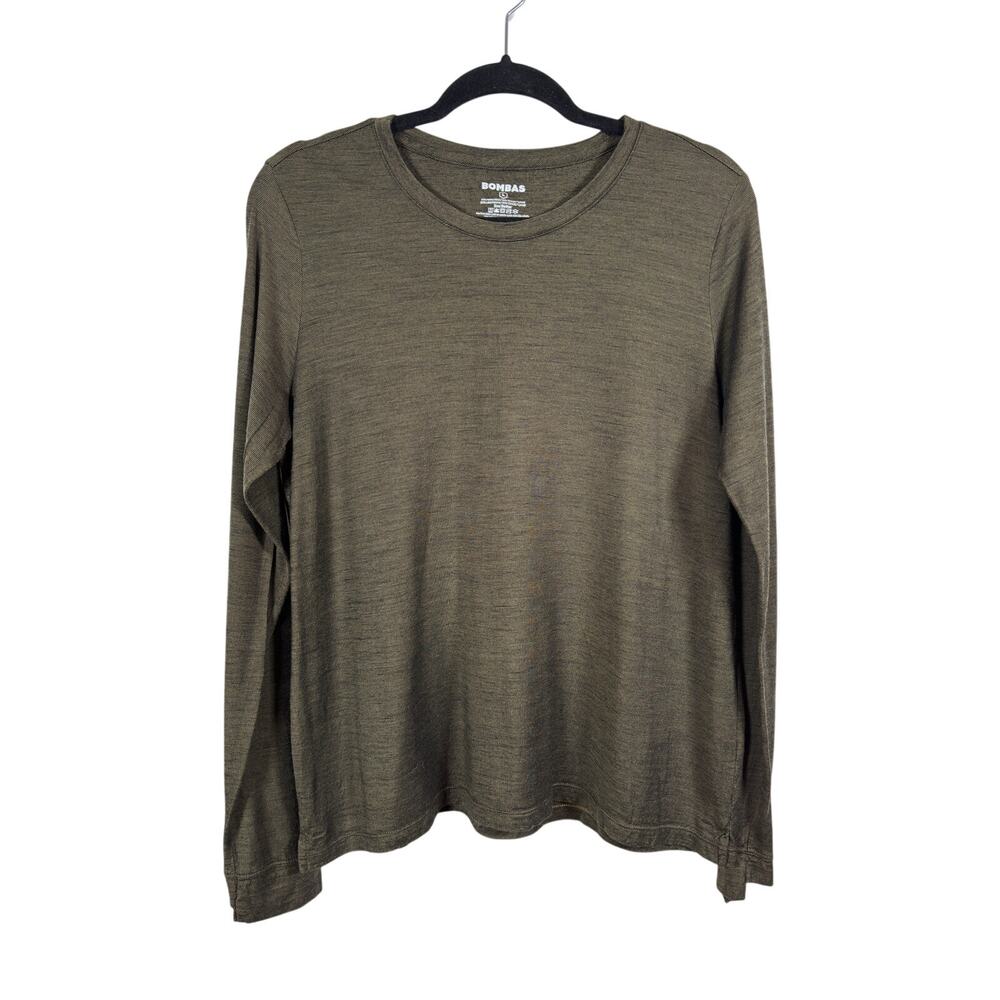 Bombas Merino Wool Blend Shirt Men's Large Green Crew Neck Long Sleeve
